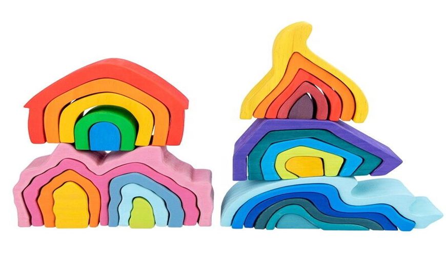 IN-TX1439 Wooden Rainbow Stacker Toys